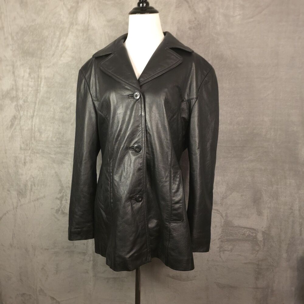 Vintage Wilson's Leather Maxima Black Blazer Jacket Sz Large 90s City Rock